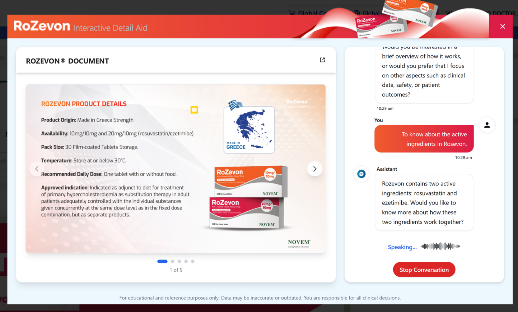 e-MSL interactive detail aid — branded conversation with detail aids